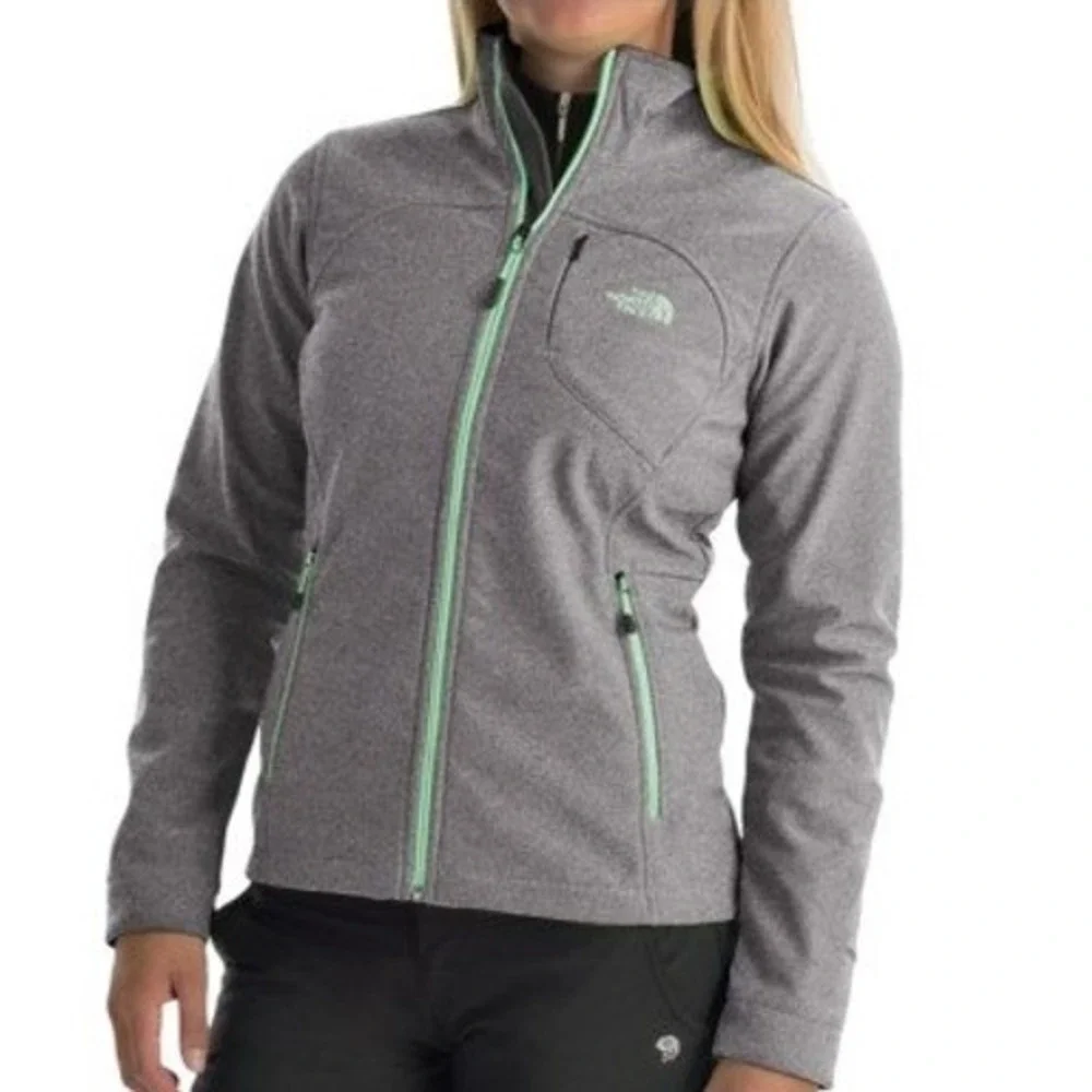 The North Face Gray Full Zip Apex Bionic Jacket Windproof Fleece Lined Womens M - Picture 1 of 4